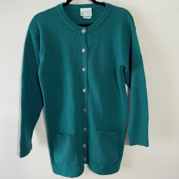 Vintage Laura‎ Ashley Button Down Cardigan Sweater 100% Wool - Picture 1 of 4